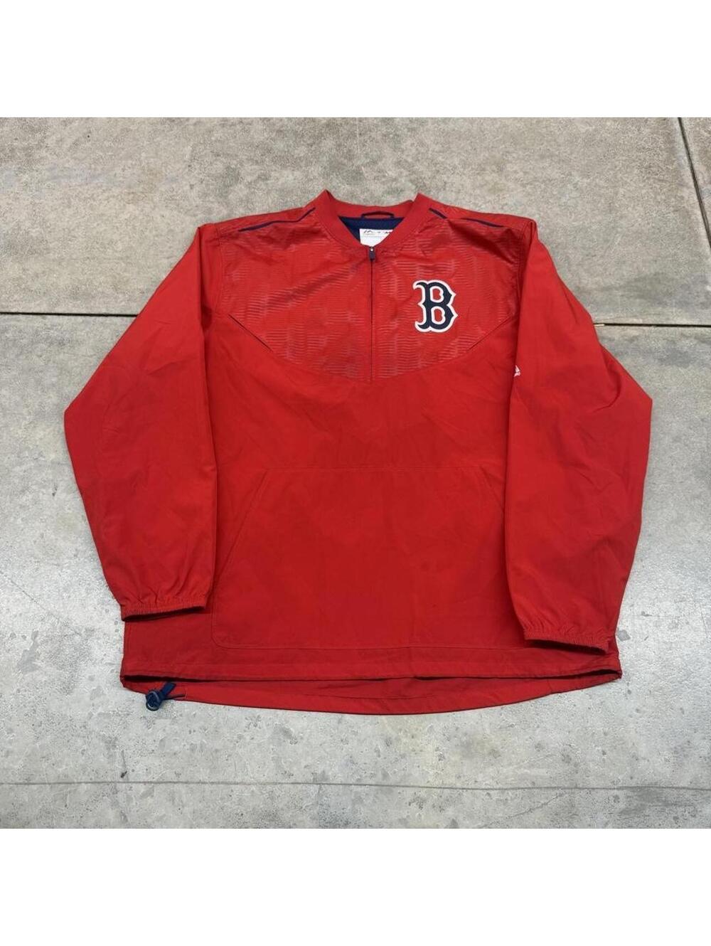 vintage boston red sox quarter zip pullover windbreaker jacket size large